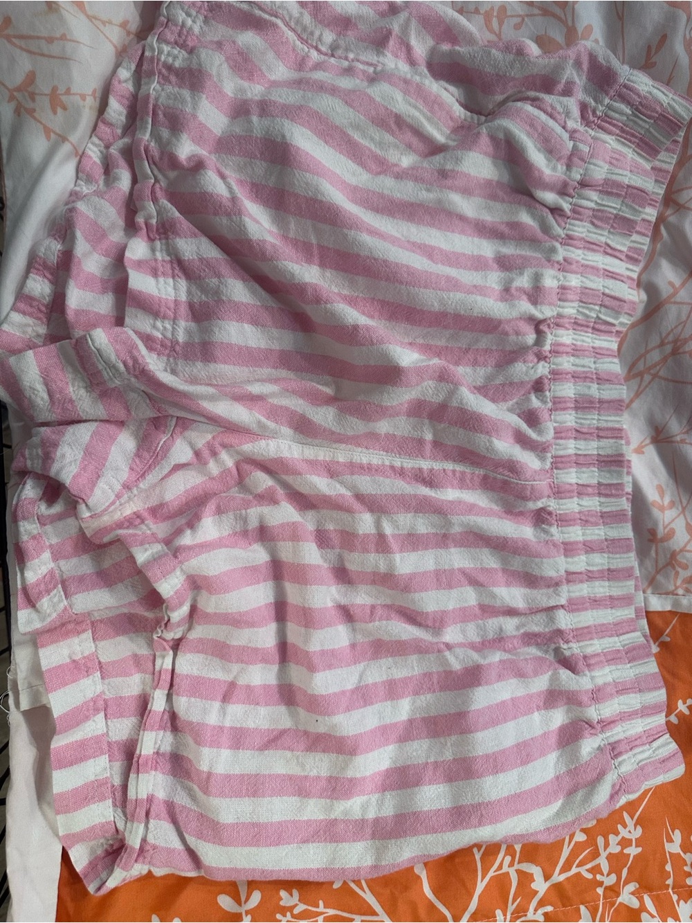 Old Navy Pink and White Striped Athletic Shorts